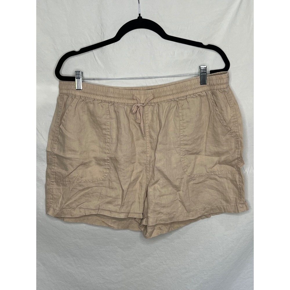 Quince Women's 100% Linen Shorts XL Tan Khaki Coastal Quiet Luxury Casual Summer